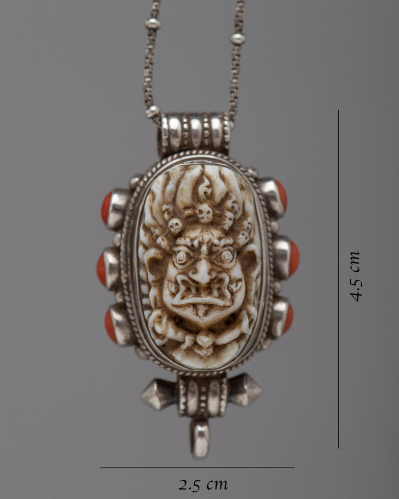 Wrathful Deity Face Silver Locket | Powerful Tibetan Protector Amulet
