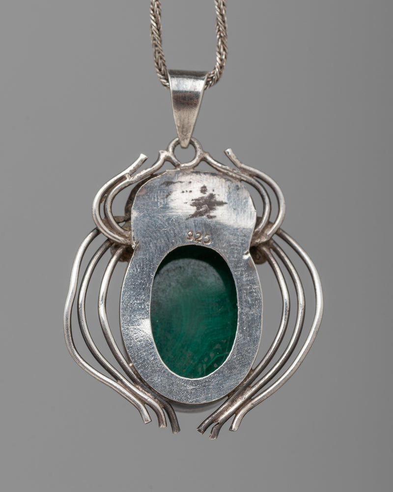 Malachite Pendant with Oval Stone Shaped | Protective Jewelry for Spiritual Well-being