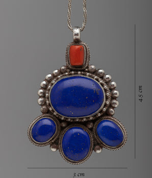 Lapis Lazuli and Coral Locket | Protective Amulet for Spiritual Well-being