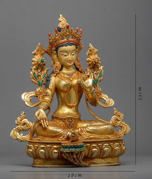 Green Tara Buddha Art Sculpture | Tibetan Sgrol-ljang Artwork