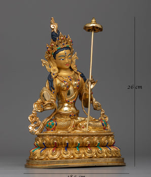 Graceful Shri Dukar Gold Gilded Statue | Handcrafted Beauty and Elegance