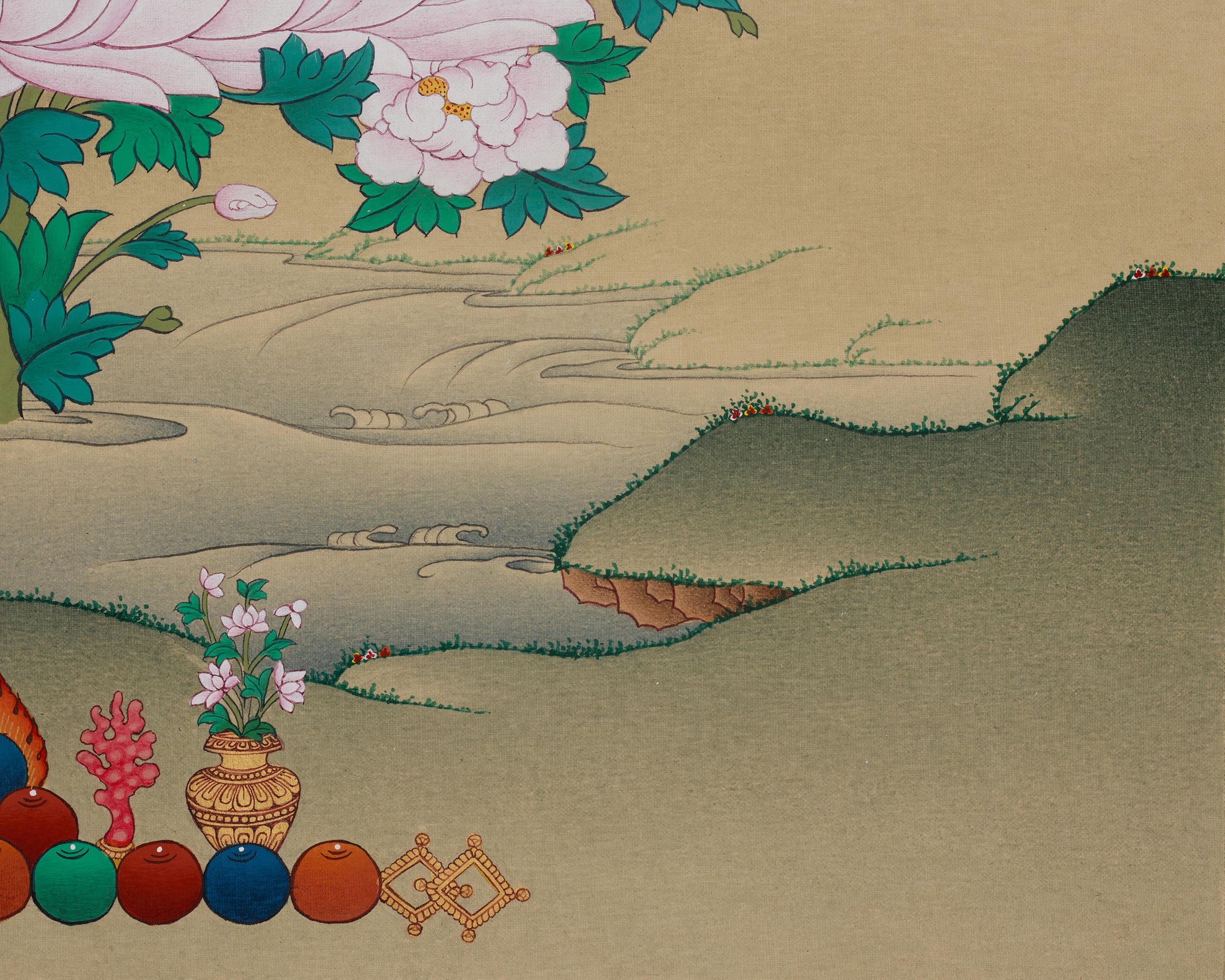 White Tara Healing Buddhist Art | Sacred Thangka of Compassion and Longevity