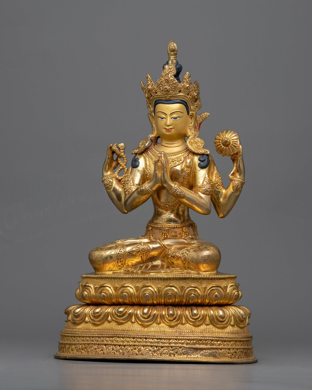 4 Armed Chenrezig Sculpture | Handcrafted Buddhist Statue for Meditation