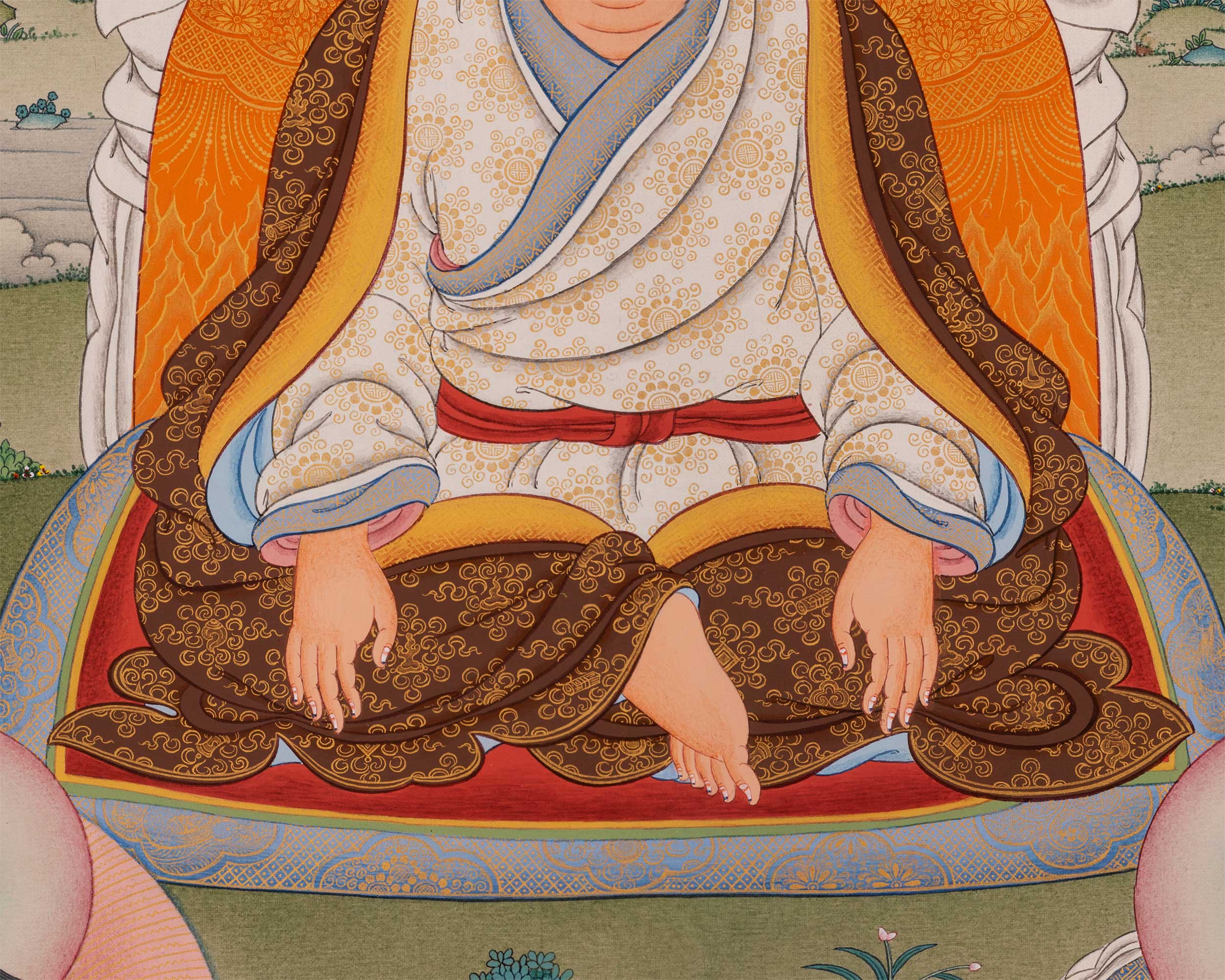 Marpha with Milarepa and Gampopa Thangka Print | Digital Canvas Print Of Tibetan Masters Thangka