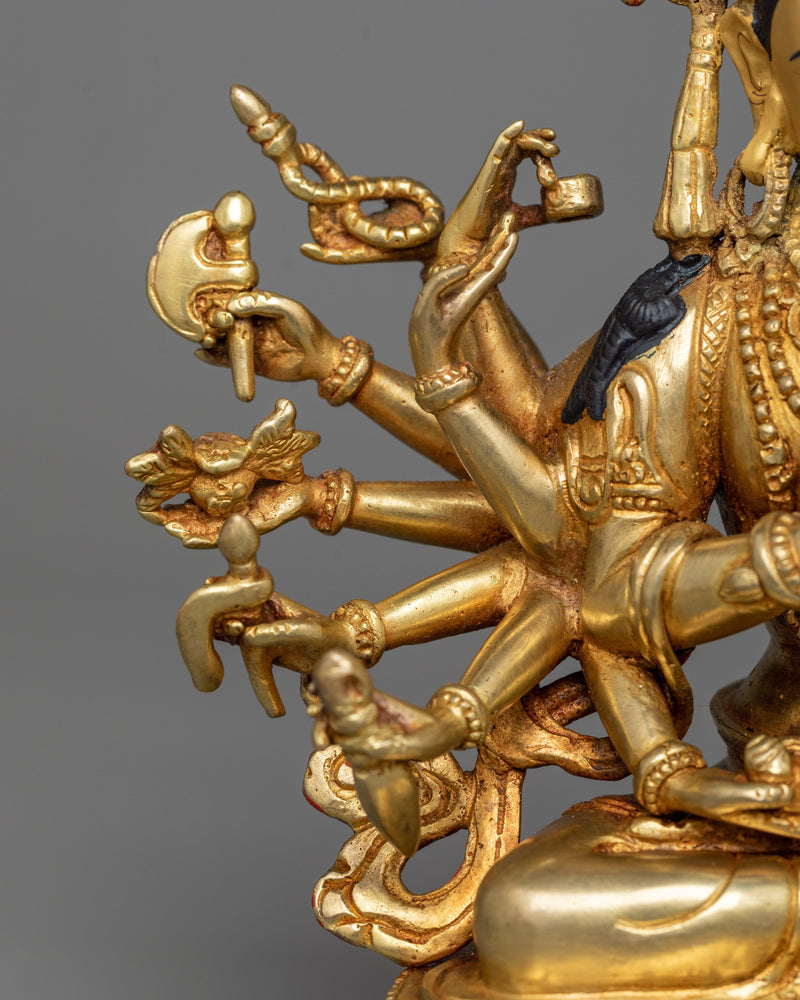 Serene Statue for Mantra of Bodhisattva Cundi | 24K Gold Gilded Spiritual Art