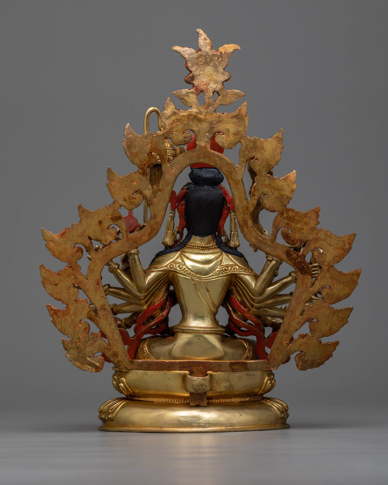 Serene Statue for Mantra of Bodhisattva Cundi | 24K Gold Gilded Spiritual Art