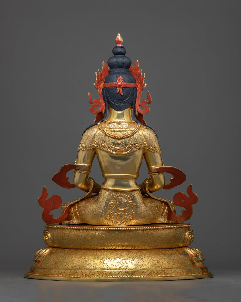 24K Gold Gilded Aparamita Amitayus Buddha Statue | Traditional Artwork