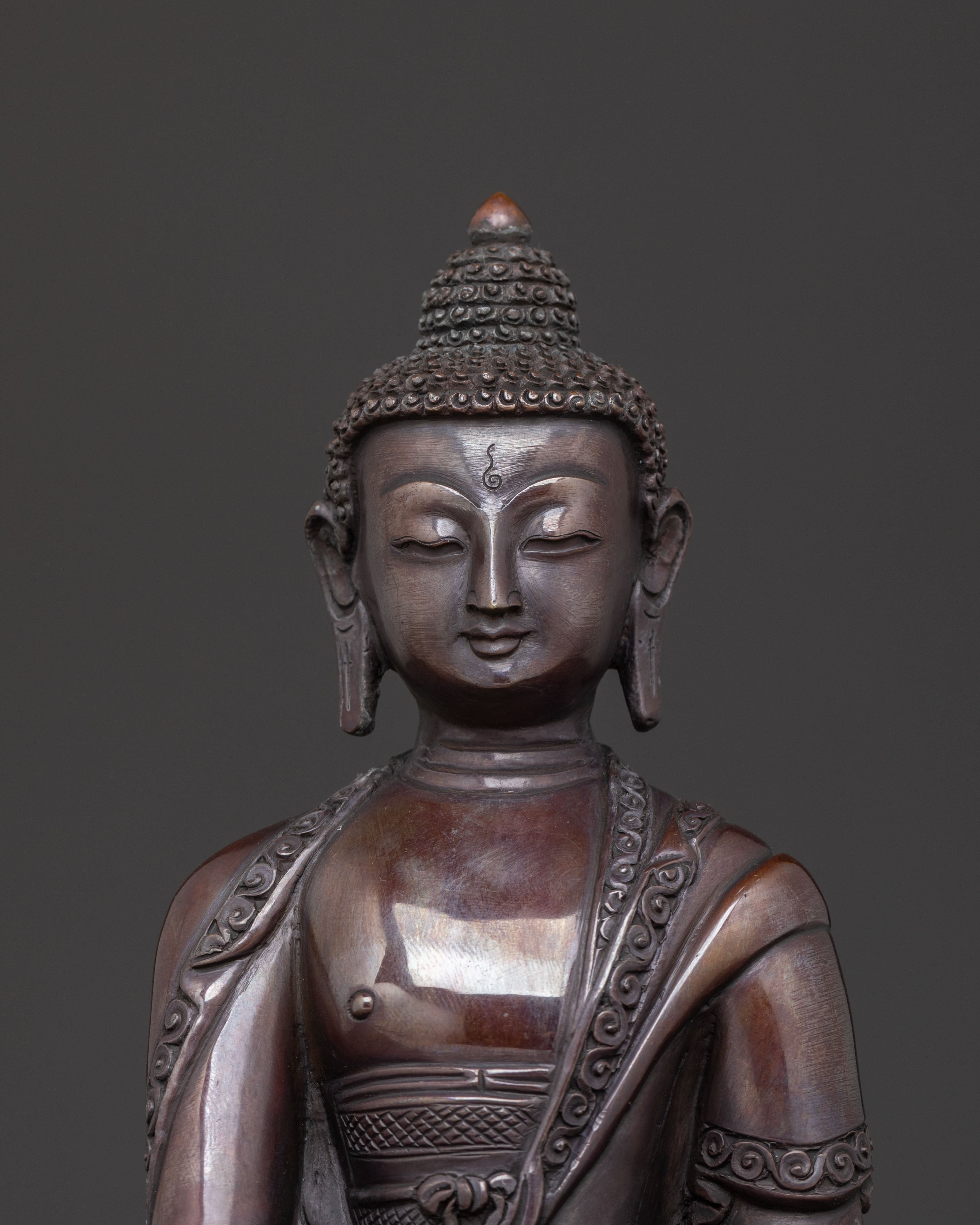 Shakyamuni Buddha Compassion Statue – Oxidized Copper Art