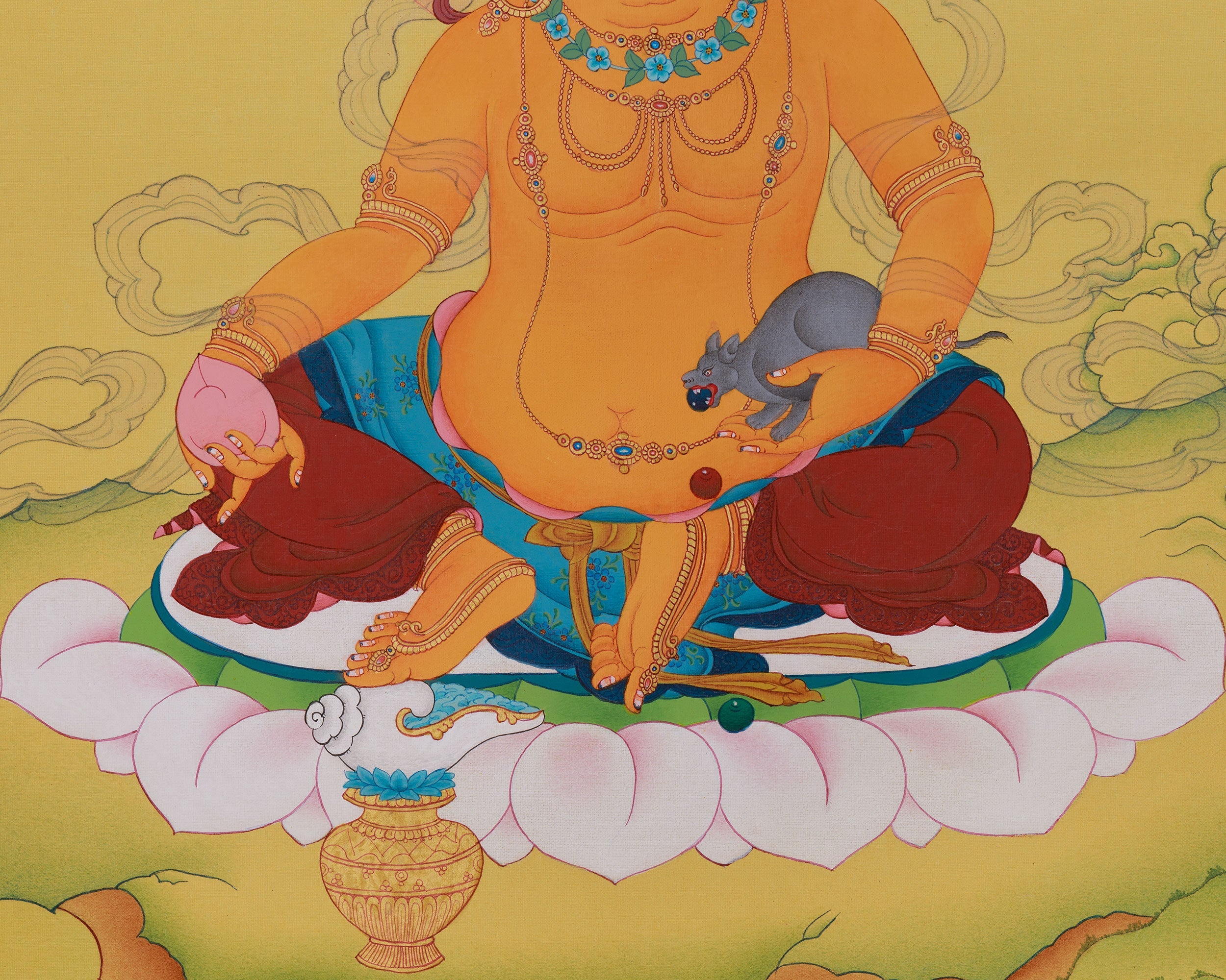 Vajrayana Deity Dzambhala Art | Sacred Wealth Thangka