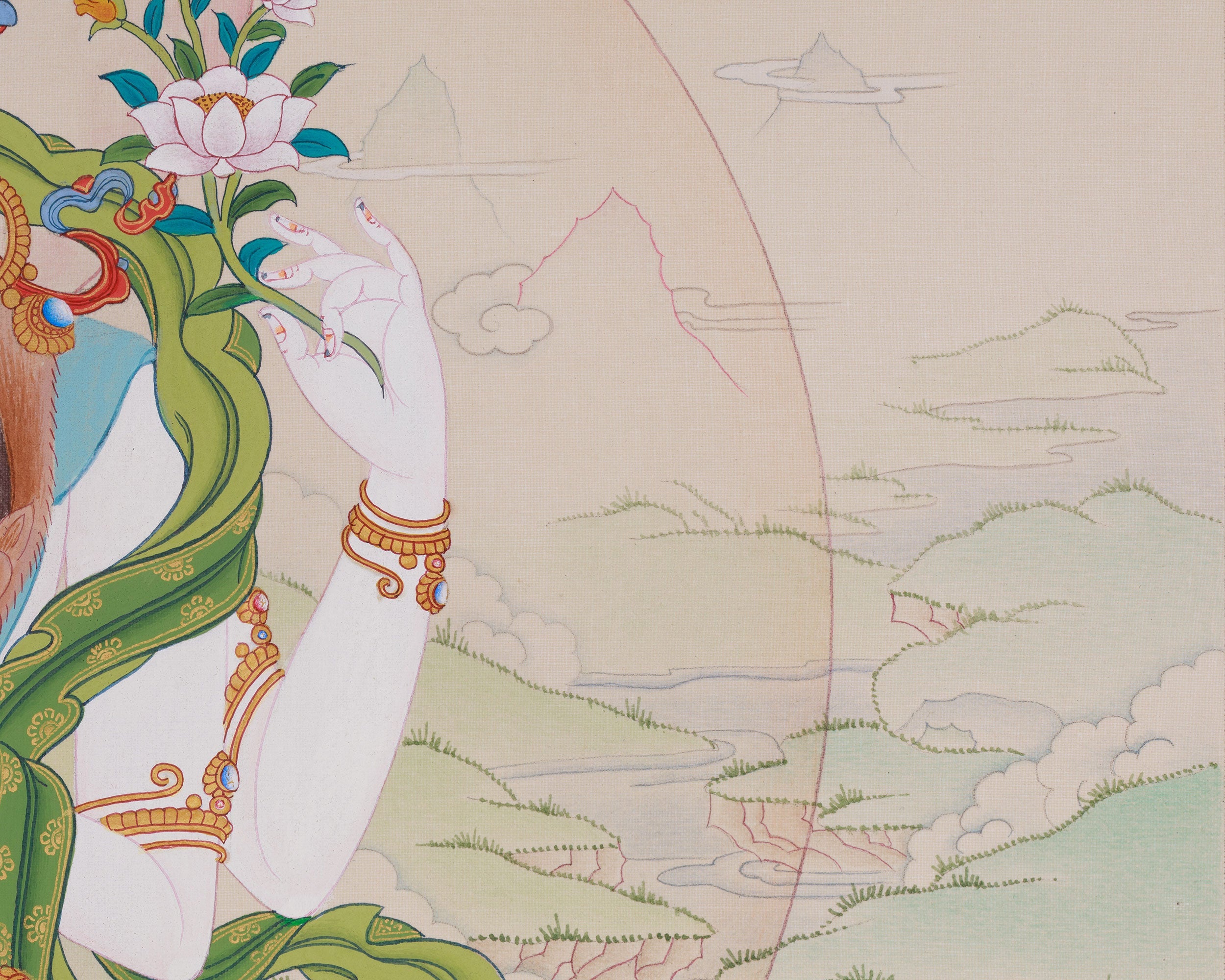Divine Bodhisattva Chenrezig Painting | Symbol of Mercy and Protection