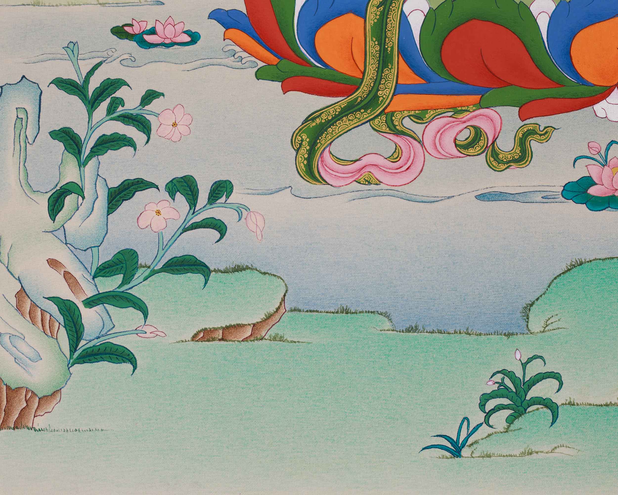 Traditional Thangka Of Manjushri | Wisdom Deity