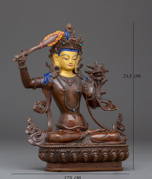Copper Manjushri Statue: The Bodhisattva of Wisdom