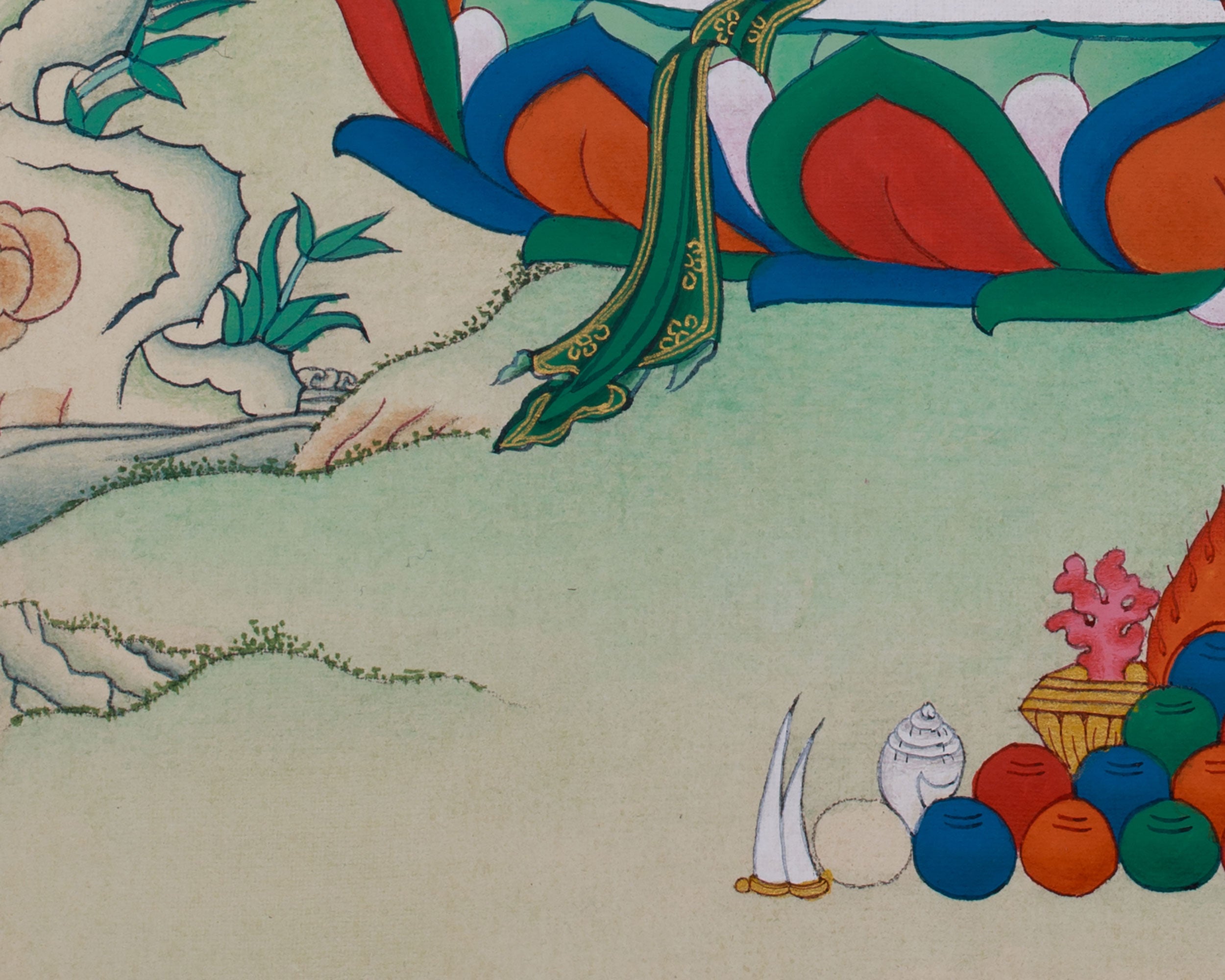 Original Tibetan White Tara Painting | Female Bodhisattva of Healing