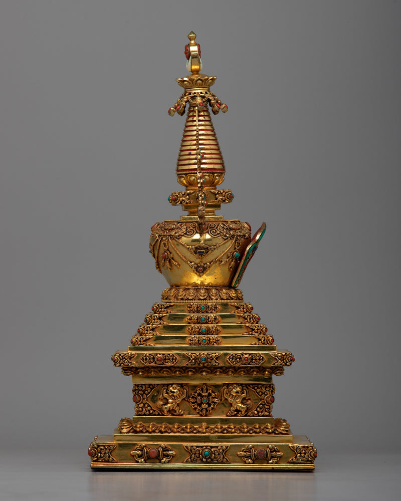 Copper Stupa Statue with 24K Gold Plated | Radiant Beauty and Spiritual Significance