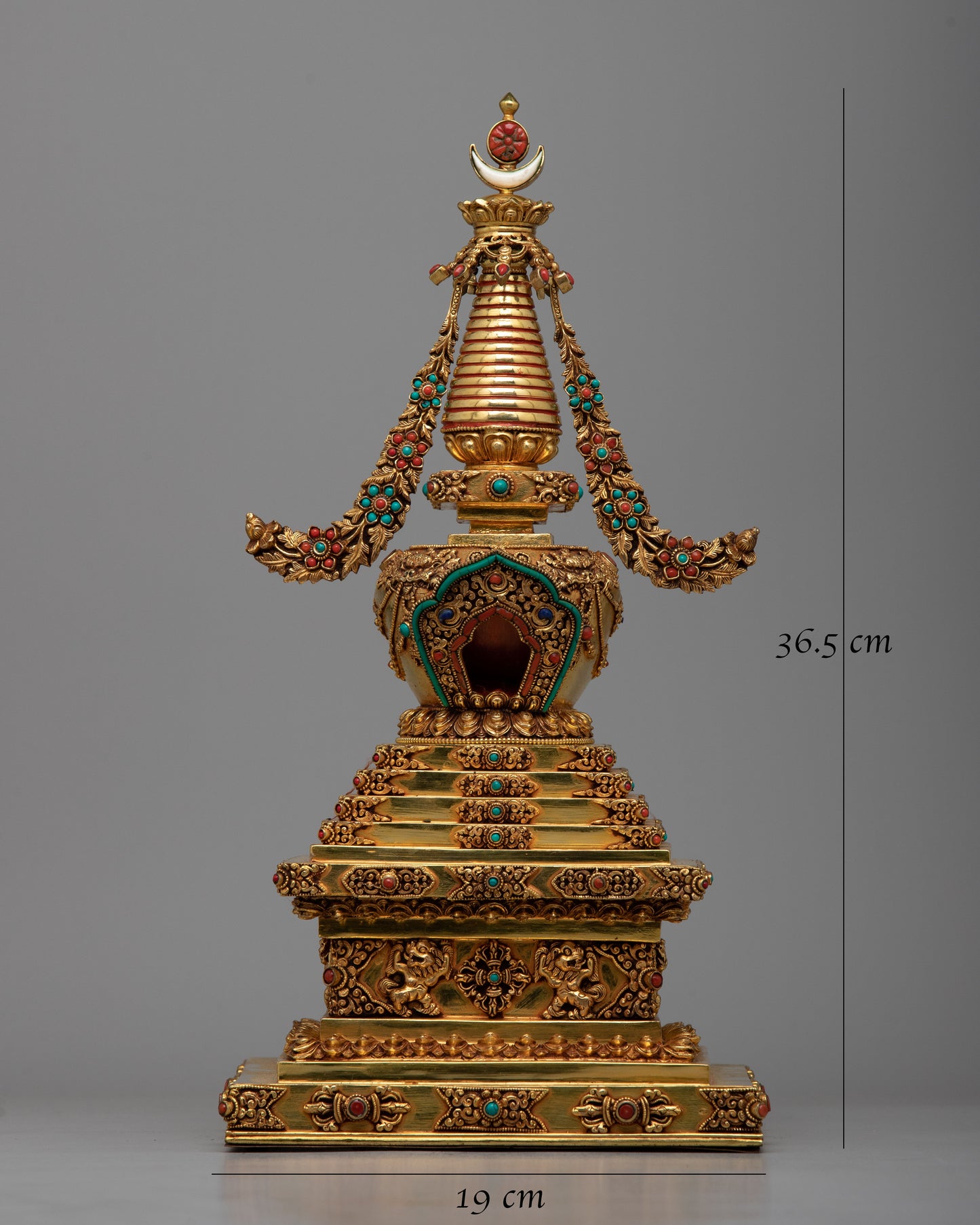 Copper Stupa Statue with 24K Gold Plated | Radiant Beauty and Spiritual Significance