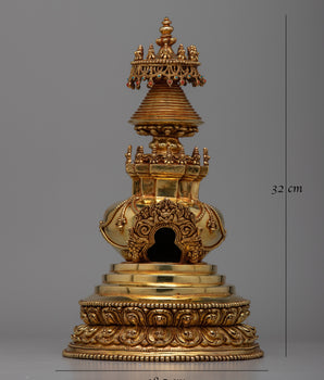 Larger Copper Kadampa Stupa | Majestic Symbol of Tibetan Spiritual Art