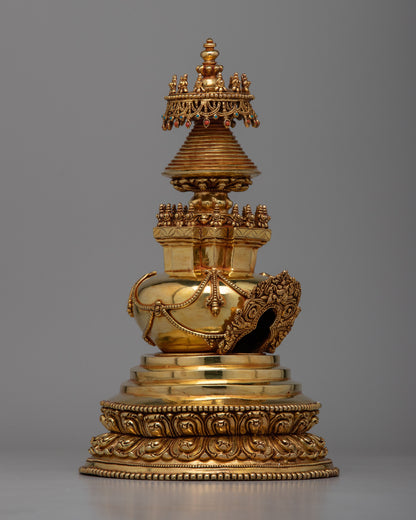 Larger Copper Kadampa Stupa | Majestic Symbol of Tibetan Spiritual Art