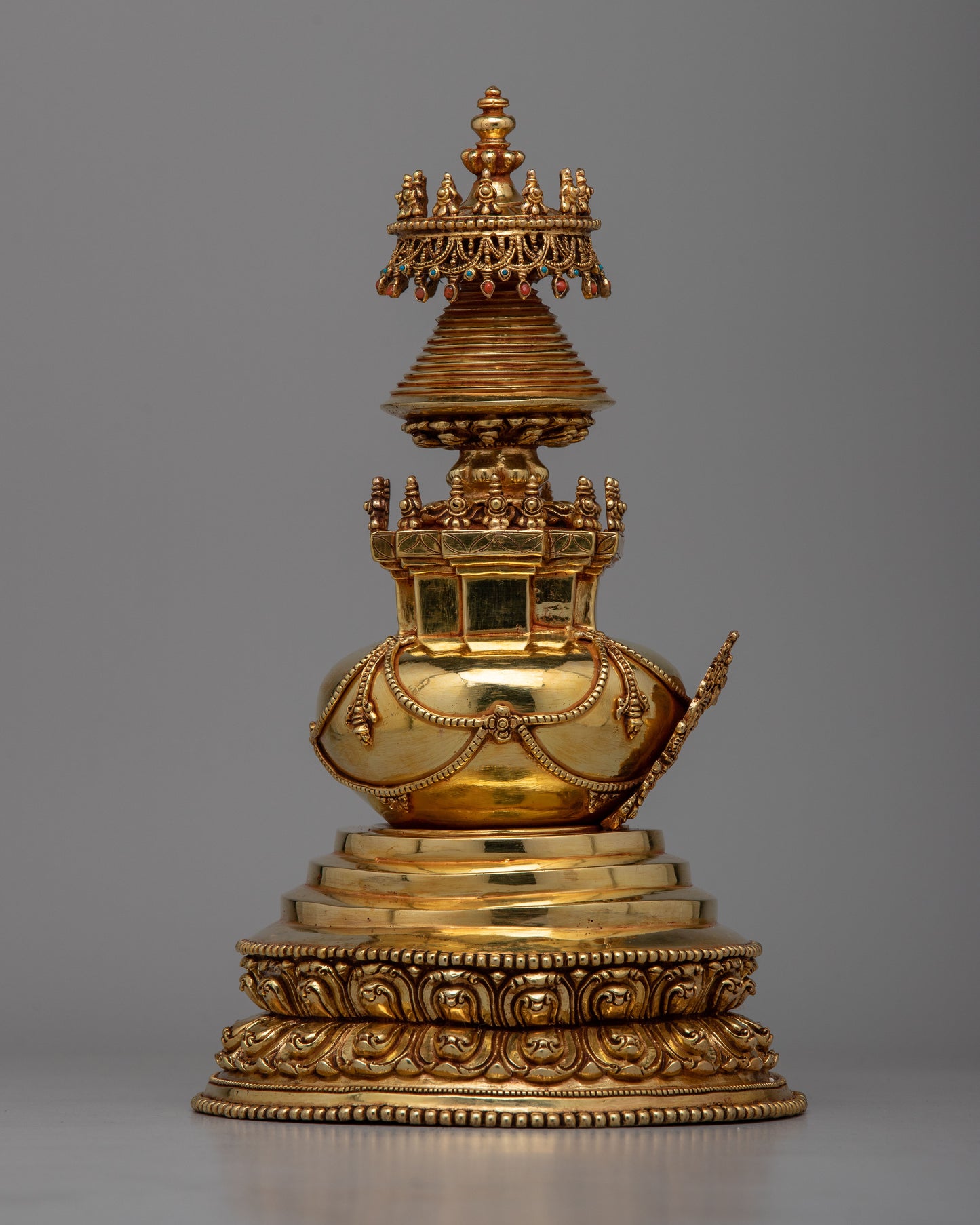 Larger Copper Kadampa Stupa | Majestic Symbol of Tibetan Spiritual Art