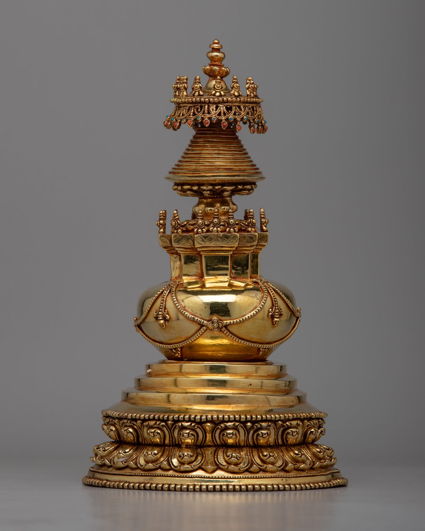 Larger Copper Kadampa Stupa | Majestic Symbol of Tibetan Spiritual Art