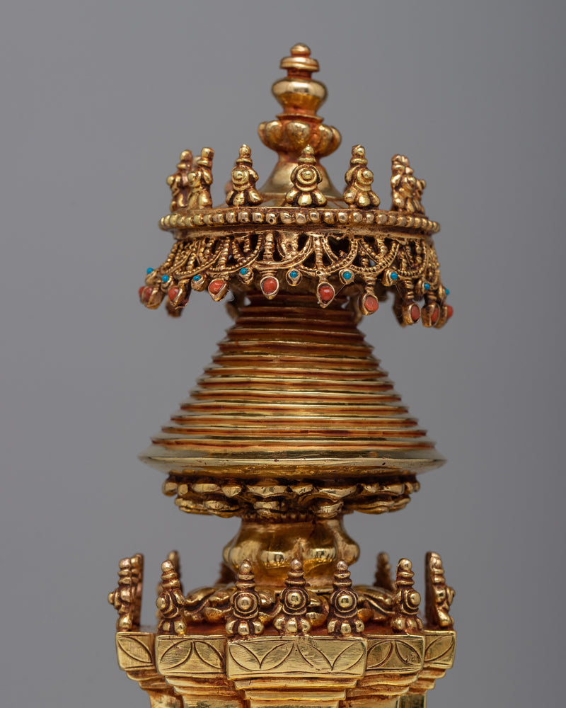 Larger Copper Kadampa Stupa | Majestic Symbol of Tibetan Spiritual Art