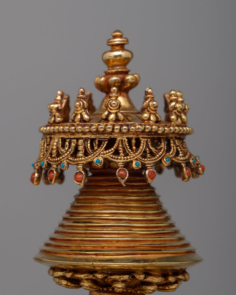 Larger Copper Kadampa Stupa | Majestic Symbol of Tibetan Spiritual Art