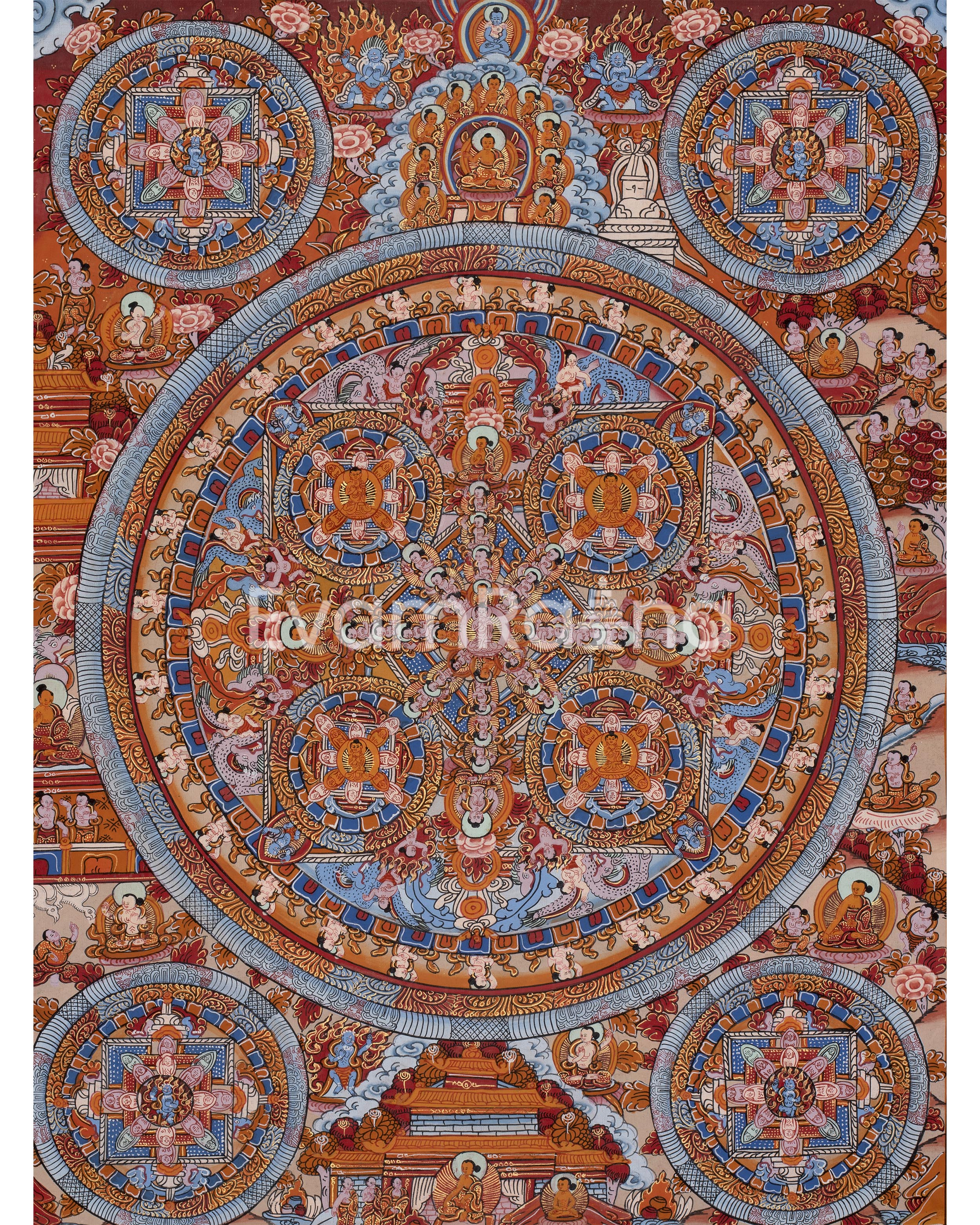 Original Hand-Painted Buddha Shakyamuni Mandala | Tibetan Wall Decoration Painting