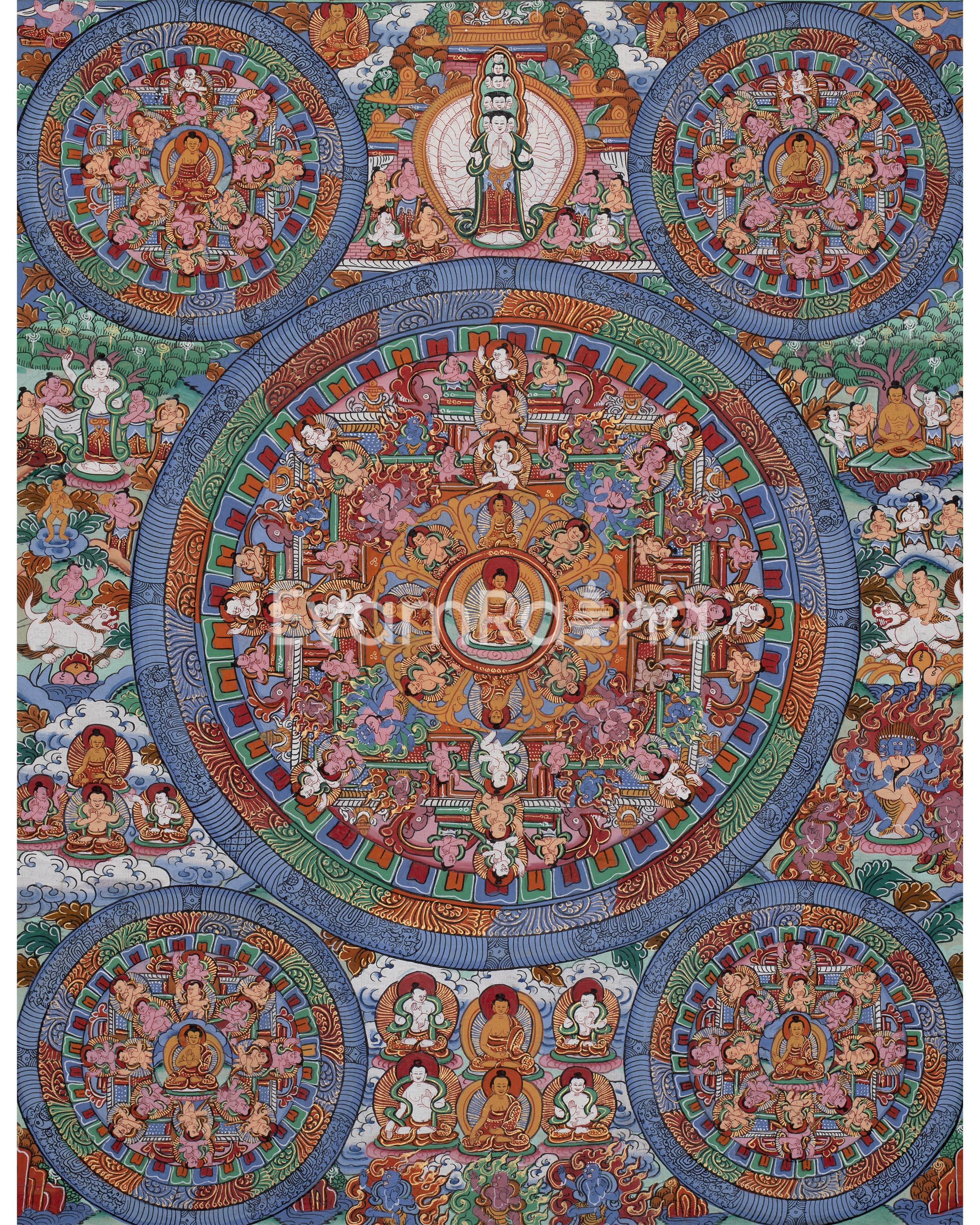 Original Hand-Painted Buddha Shakyamuni Mandala | Tibetan Wall Decoration Painting