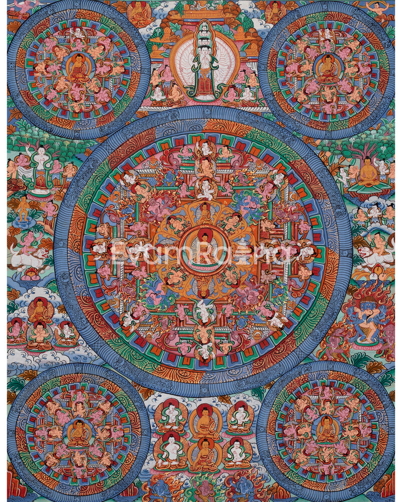 Original Hand-Painted Buddha Shakyamuni Mandala | Tibetan Wall Decoration Painting