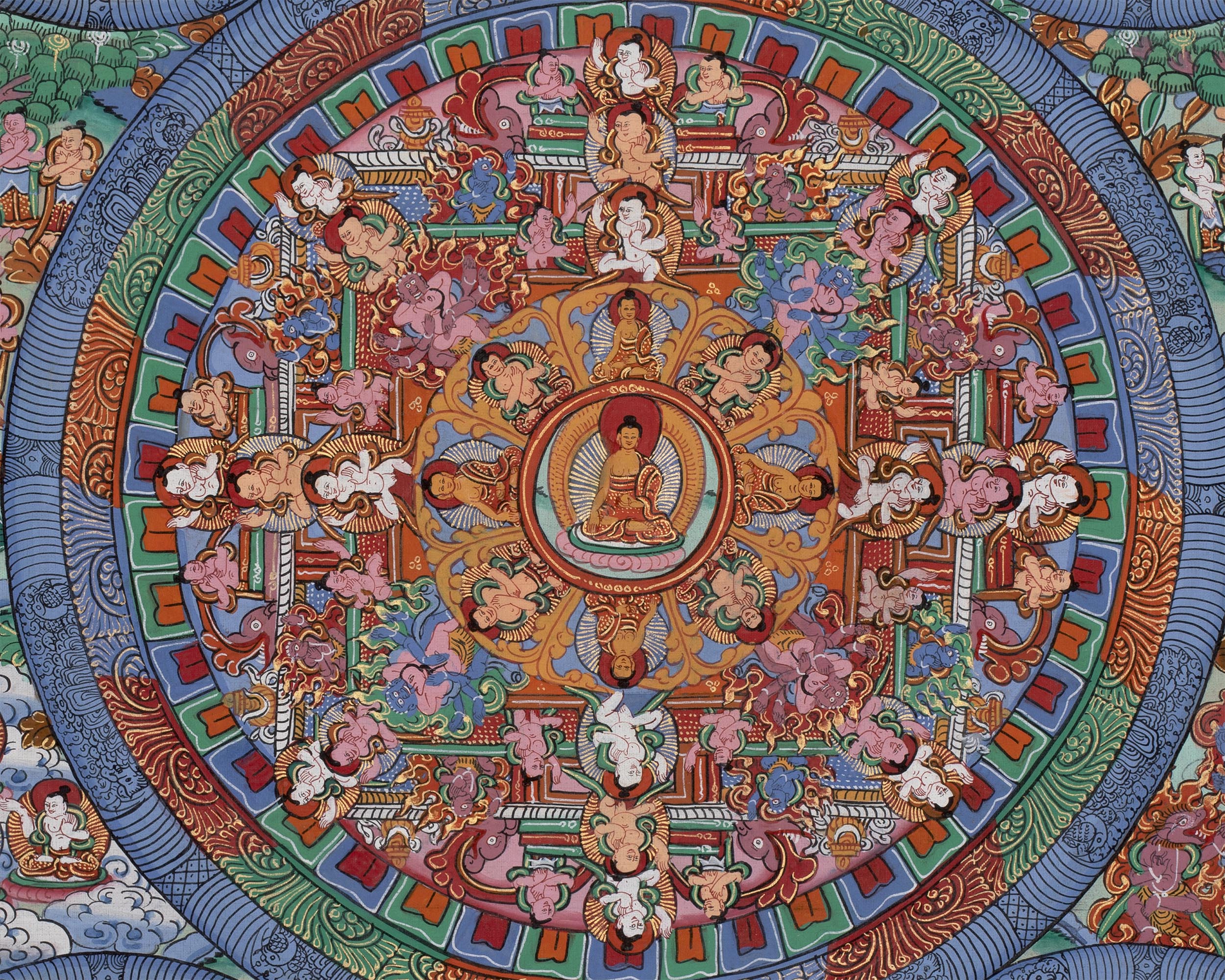 Original Hand-Painted Buddha Shakyamuni Mandala | Tibetan Wall Decoration Painting