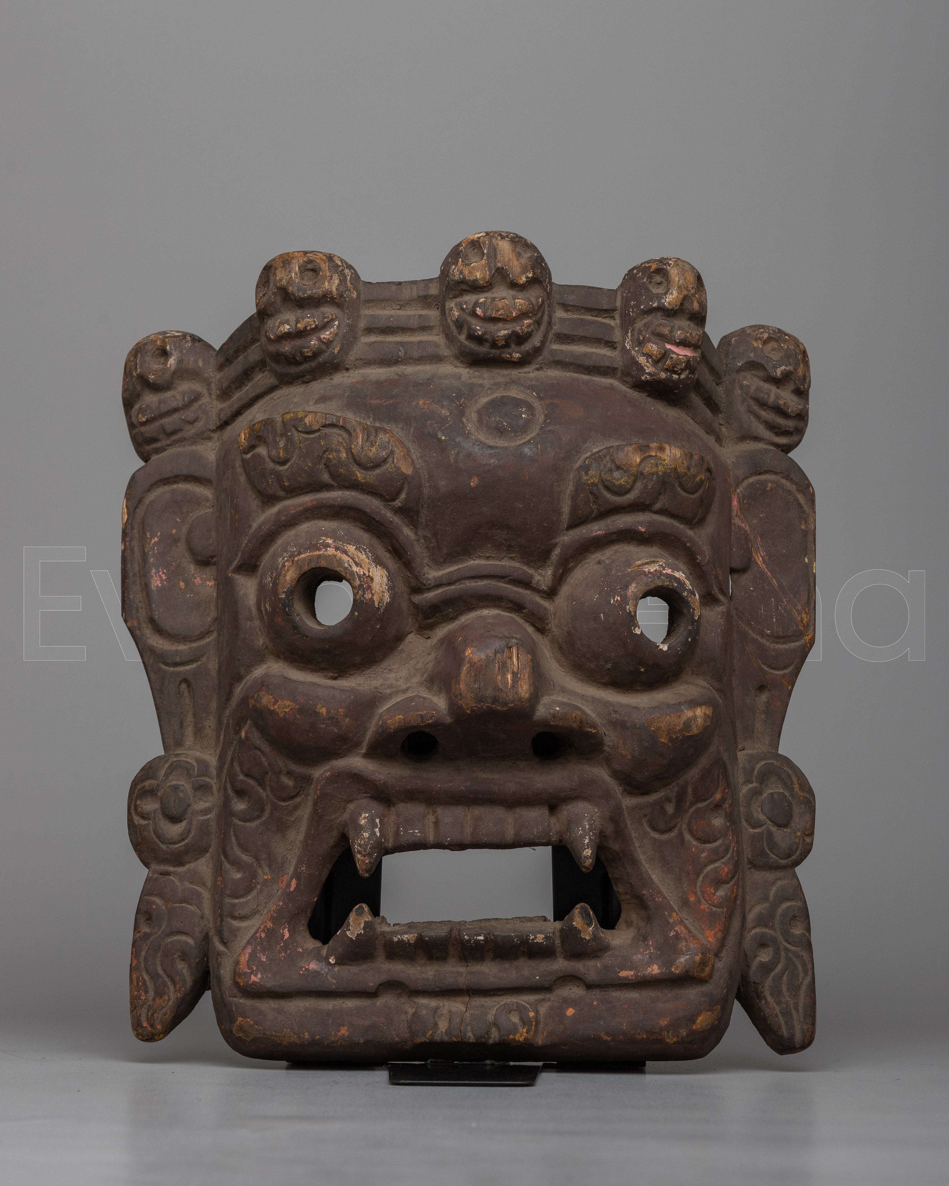 Vintage Wooden Bhairava Mask