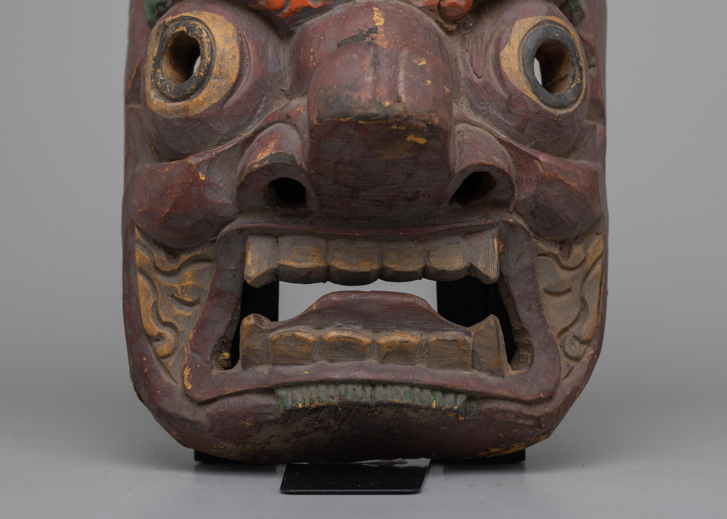 Vintage Mahakala Mask | Handcrafted Wooden Artifact of Divine Wrath