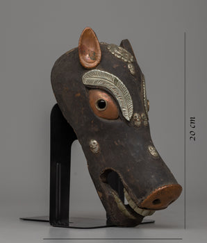 Vintage Wooden Pig Mask | Charm for Cultural Displays and Wall Decor