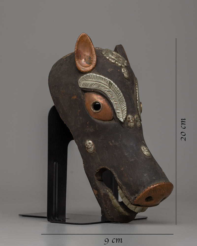 Vintage Wooden Pig Mask | Charm for Cultural Displays and Wall Decor