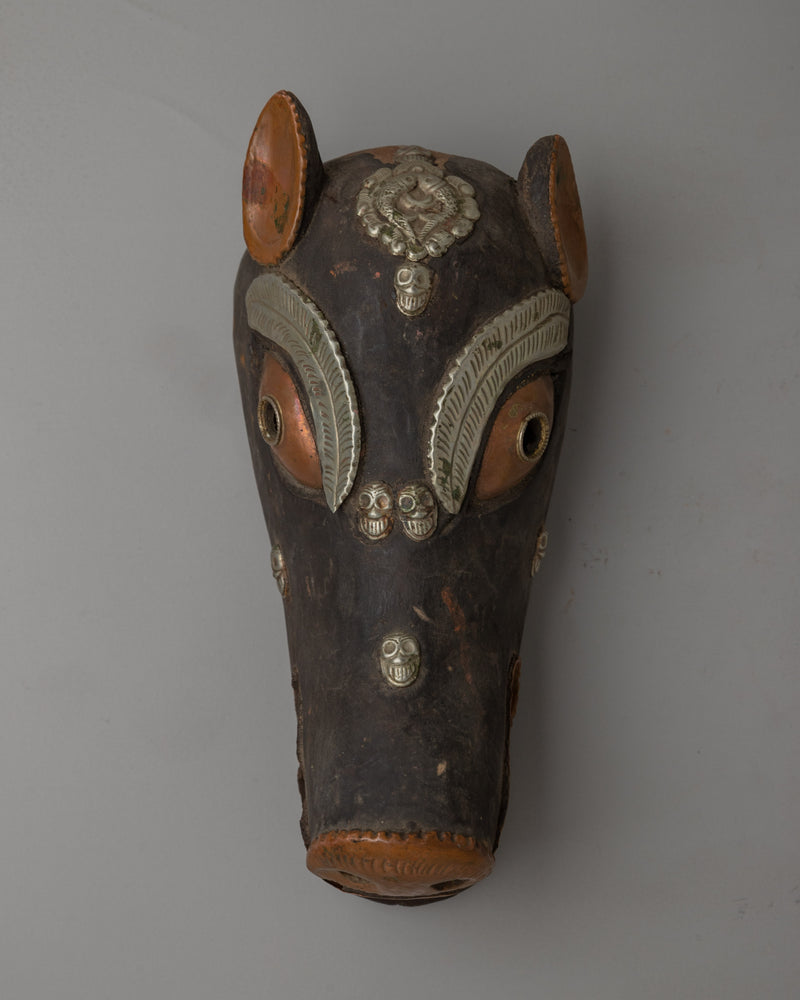 Vintage Wooden Pig Mask | Charm for Cultural Displays and Wall Decor