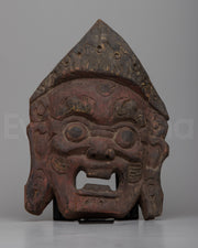 Vintage Wooden Mahakala Mask | Spiritual Artifact of Sacred Tradition