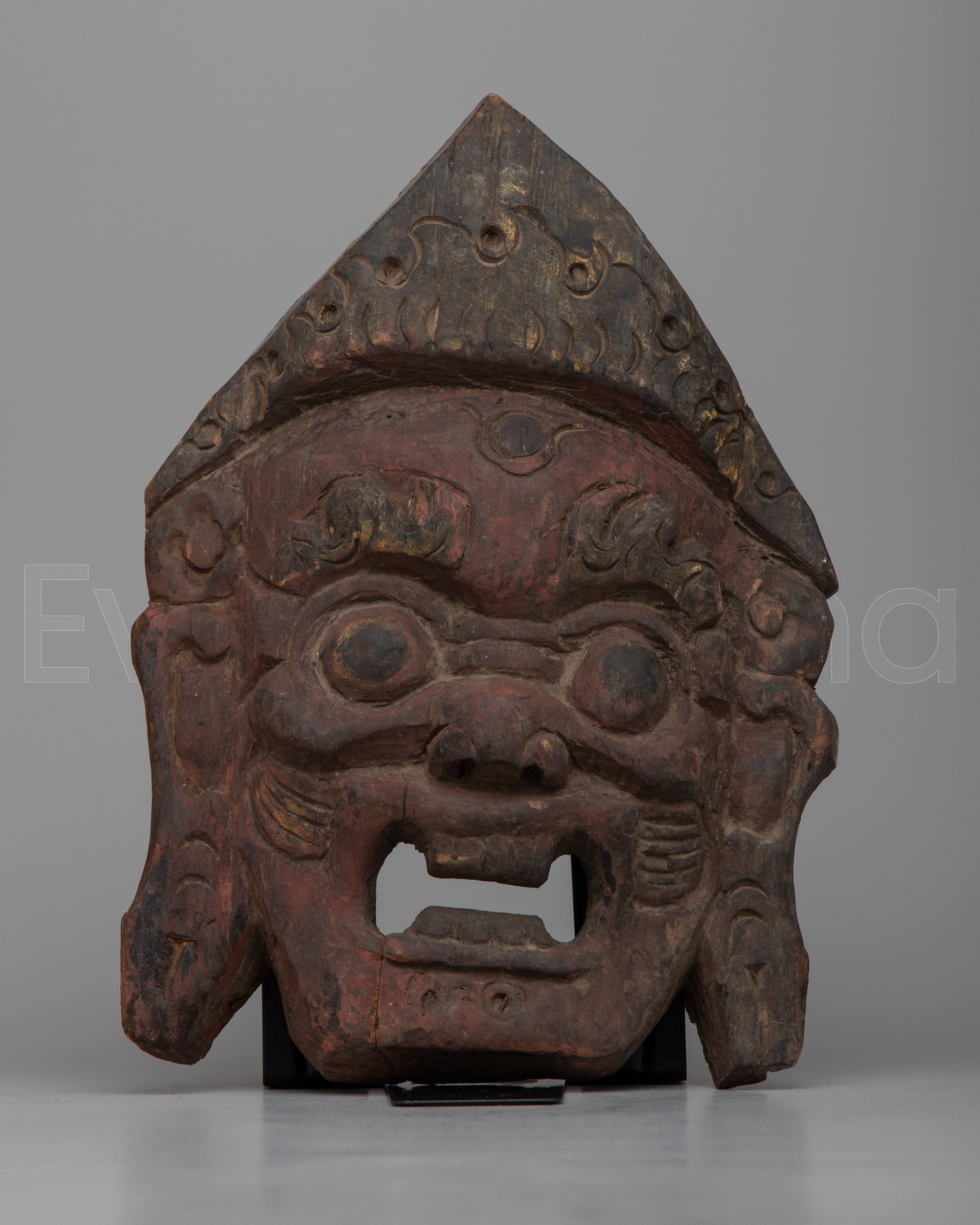 Vintage Wooden Mahakala Mask | Spiritual Artifact of Sacred Tradition