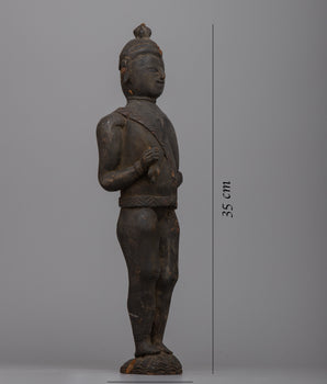 Vintage Wooden Standing Statue | Antique Charm for Distinctive Home Decor