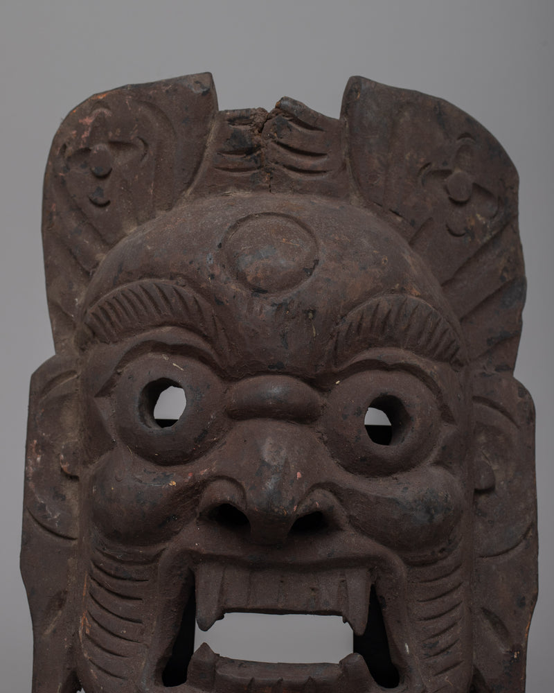 Wooden Mask of Mahakala |  Symbol of Spiritual Power and Protection