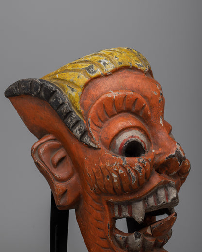 Handcrafted Vintage Laughing Mask | Intricately Carved Wooden Art for Home