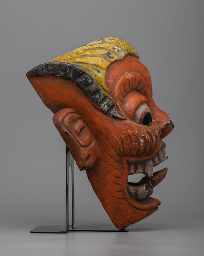 Handcrafted Vintage Laughing Mask | Intricately Carved Wooden Art for Home