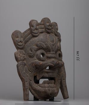 Antique Wooden Mahakala Mask | Sacred Relic of Spiritual Protectio