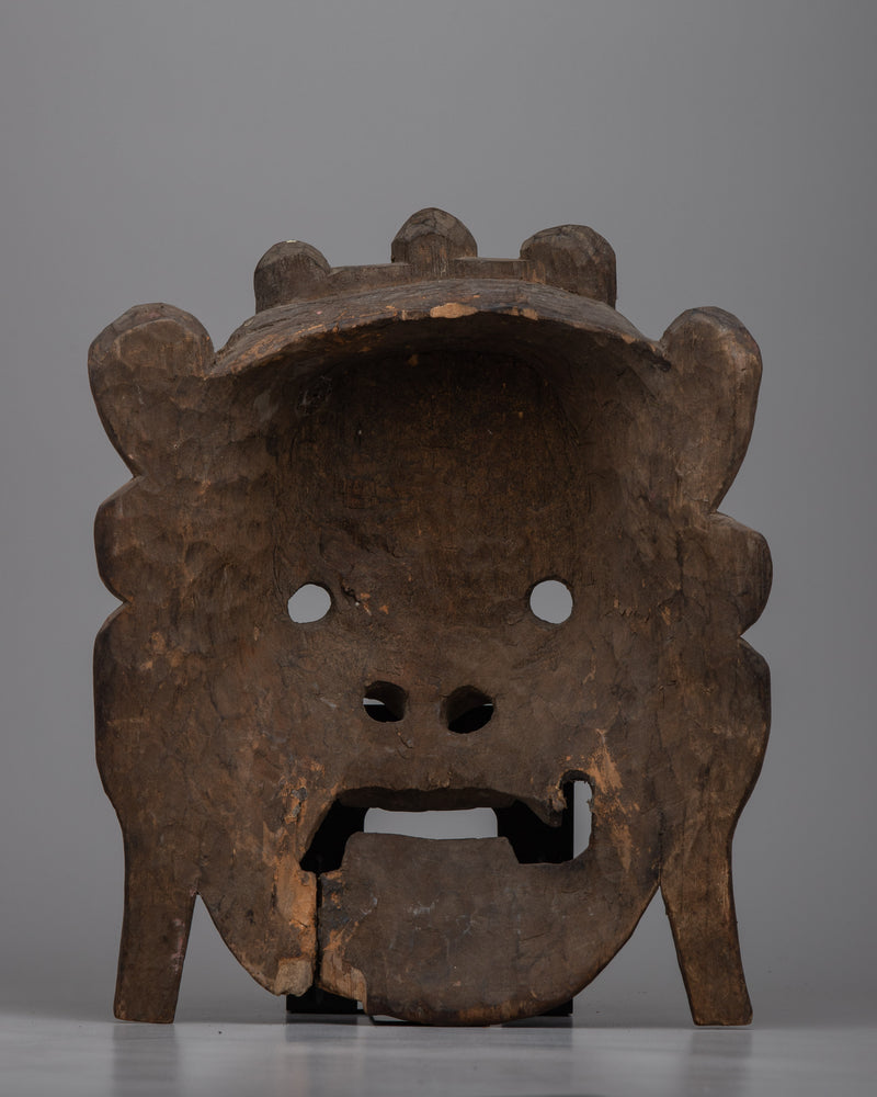 Antique Wooden Mahakala Mask | Sacred Relic of Spiritual Protectio