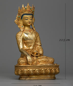 Crown Shakyamuni Buddha Copper Statue | Regal Symbol of Enlightenment and Serenity