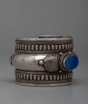 Inlaid Lapis Lazuli Bracelet | Authentic Lapis Stones Inlaid in Silver