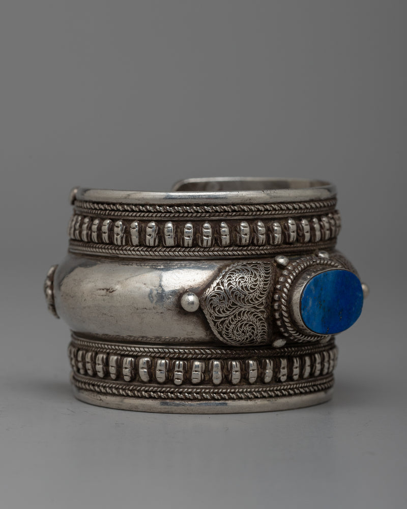 Inlaid Lapis Lazuli Bracelet | Authentic Lapis Stones Inlaid in Silver