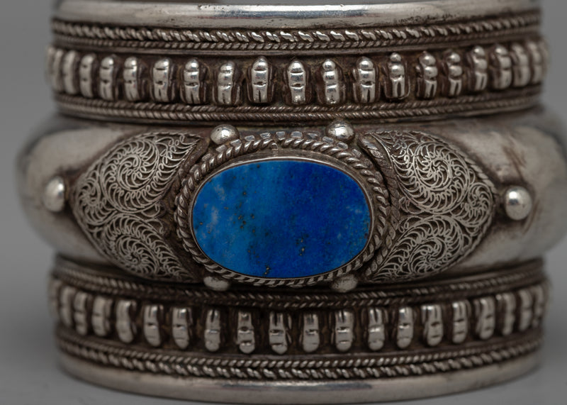 Inlaid Lapis Lazuli Bracelet | Authentic Lapis Stones Inlaid in Silver