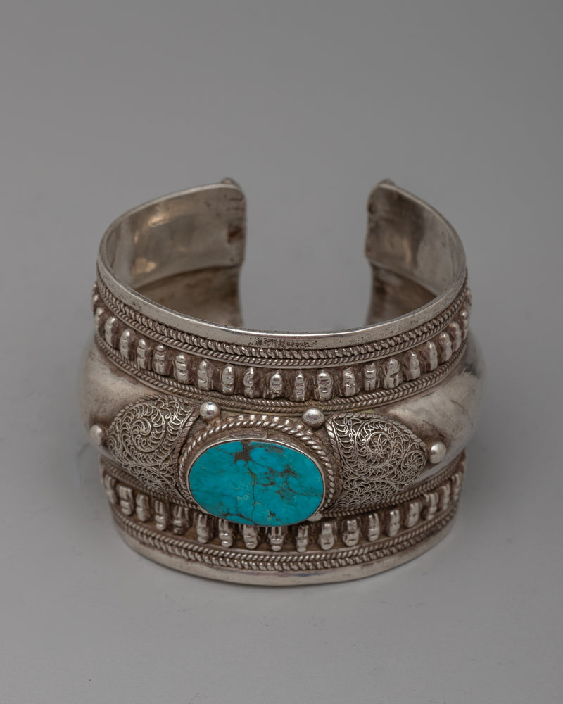 Silver Turquoise Bracelet Cuff | Handcrafted Beauty for Timeless Style
