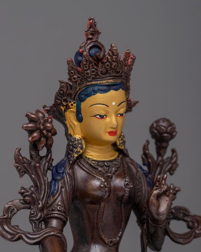 Green Tara Machine Made Statue | Serene Beauty Crafted with Precision for Spiritual Devotion