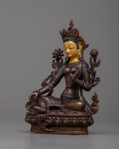 Green Tara Machine Made Statue | Serene Beauty Crafted with Precision for Spiritual Devotion