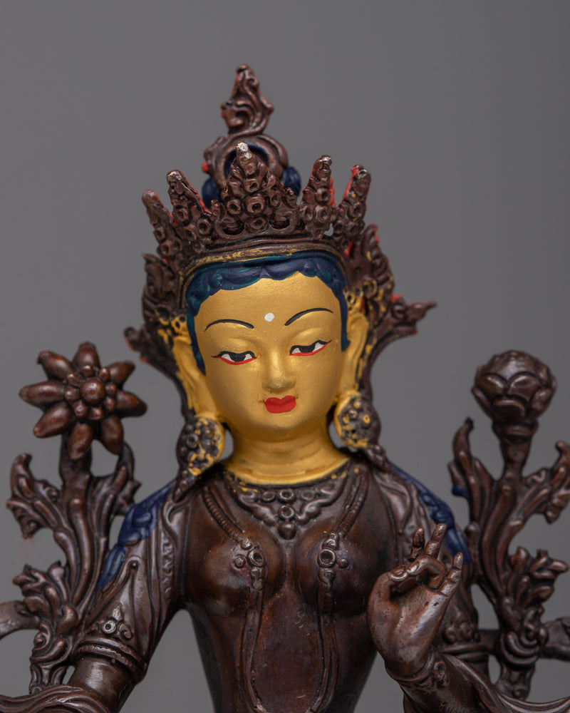 Green Tara Machine Made Statue | Serene Beauty Crafted with Precision for Spiritual Devotion